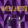 Word writing text Wellness. Business concept for Making healthy choices complete mental physical relaxation Man and