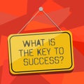 Word writing text What Is The Key To Success. Business concept for Advices to accomplish goals business experience Blank Royalty Free Stock Photo