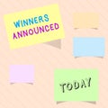 Word writing text Winners Announced. Business concept for Announcing who won the contest or any competition