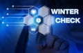 Word writing text Winter Check. Business concept for Coldest Season Maintenance Preparedness Snow Shovel Hiemal Woman