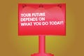 Word writing text Your Future Depends On What You Do Today. Business concept for Make the right actions now Blank Lamp Royalty Free Stock Photo