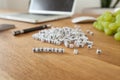 Business word written on cube shape white blocks on wooden Business table Royalty Free Stock Photo