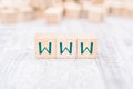 The Word WWW Formed By Wooden Blocks On A White Table Royalty Free Stock Photo