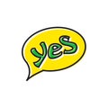 Word yes in bubble speech icon, flat style Royalty Free Stock Photo