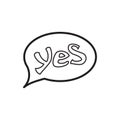 Word yes in bubble speech icon, outline style Royalty Free Stock Photo