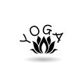 Word Yoga. Beauty flower logo with shadow Royalty Free Stock Photo