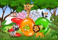 Word zoo with cartoon wild animal africa Royalty Free Stock Photo