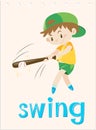 Wordcard with boy swing the bat Royalty Free Stock Photo