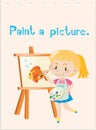 Wordcard with girl painting picture