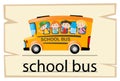 Wordcard template for word school bus Royalty Free Stock Photo