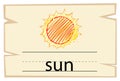 Wordcard template for word sun