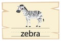 Wordcard template for word zebra