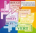 The Psychology of Colors Word Cloud showing the Meaning of Colors - French Language Royalty Free Stock Photo