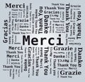 Thank You Word Cloud in Different Languages - 5 Languages, English, French, German, Spanish and Italian Royalty Free Stock Photo