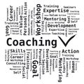 Word Cloud - Coaching Mentoring - Black and White Vector Royalty Free Stock Photo