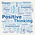 Word Cloud - Positive Thinking inBlue Colors - Beige Background Royalty Free Stock Photo
