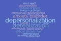 Wordcloud with symptoms of depersonalisation disorder and derealisation Royalty Free Stock Photo