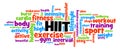 Wordcloud of tags connected with HIIT High Intensity Interval Training exercise which improvest both endurance and muscle mass