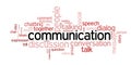 Wordcloud with the word COMMUNICATION and other tags expressing the conversation between people Royalty Free Stock Photo
