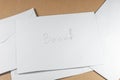 Wording bonus of white envelope on brown background Royalty Free Stock Photo