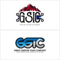 Wordmark initial text icon mountain travel business agency logo design