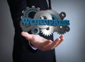Wordpress gears businessman Royalty Free Stock Photo