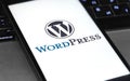 WordPress logo on the display smartphone