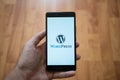 Wordpress logo on smartphone screen