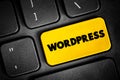 Wordpress text button on keyboard, concept background Royalty Free Stock Photo