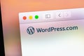 WordPress website on display notebook closeup, macro. WordPress - open source site content management system Royalty Free Stock Photo