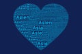 The Words \'Asien, Asia, Asie, \' as Word Art, Word Cloud, Tag Cloud