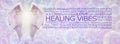 Words Associated with Angelic Healing Vibes Word Cloud on bubble background