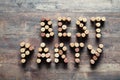 Words BEST PARTY made from corks Royalty Free Stock Photo