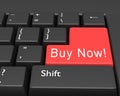 Words Buy Now!  written on a computer keyboard. Conceptual image on a computer key Enter. Royalty Free Stock Photo