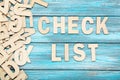 Words Check List by wooden letters