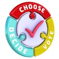 Choose, decide, vote. The check mark in the form of a puzzle