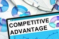 Words Competitive Advantage on tablet. Royalty Free Stock Photo