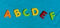 Colorful toy letters alphabet in order ABCDEF Royalty Free Stock Photo