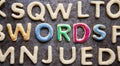 WORDS, decorated amongst letter shaped cookies, close-up Royalty Free Stock Photo