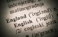 Words England and English from the old dictionary. Royalty Free Stock Photo