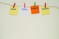 Words Goal, Tasks, Finance, Results on multicolored paper sticke