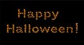 Words Happy Halloween made of pumpkins on black background. Vector template for invitations, cards, etc