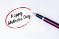 The words Happy Mother's Day written in a red circle with a pen Royalty Free Stock Photo