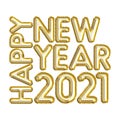 Words HAPPY NEW YEAR 2021 made of golden inflatable balloons Royalty Free Stock Photo