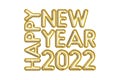 Words HAPPY NEW YEAR 2022 Made of Golden Inflatable Balloons Royalty Free Stock Photo