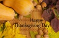 Words happy thaksgiving day on rustic background Royalty Free Stock Photo