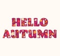 Words Hello autumn. Letters with leaves.