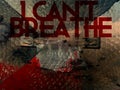 Words I can't breathe behind a dark red and blue patterned background Royalty Free Stock Photo