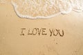 Words I love you on the beach Royalty Free Stock Photo