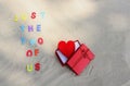 The words `Just the two of us` on sand. Royalty Free Stock Photo